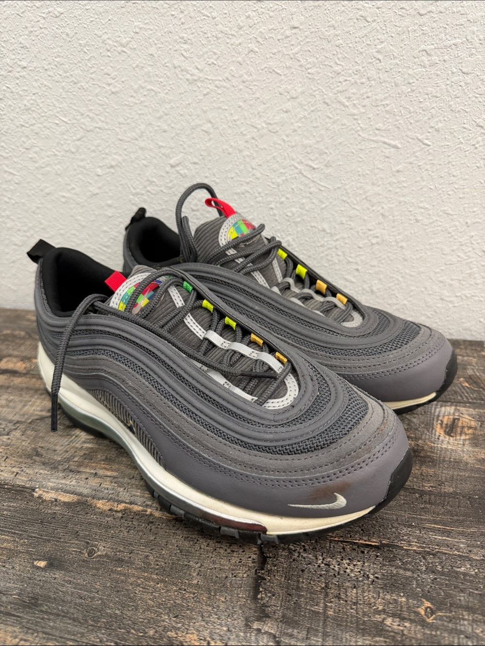 Nike Men’s Air Max 97 Sneakers in Grey with Multicolor Accents